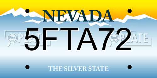5FTA72 Nevada License Plate