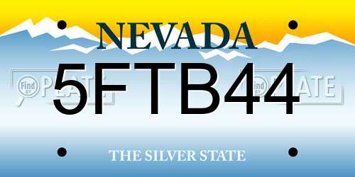 5FTB44 Nevada License Plate
