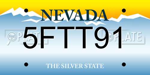 5FTT91 Nevada License Plate