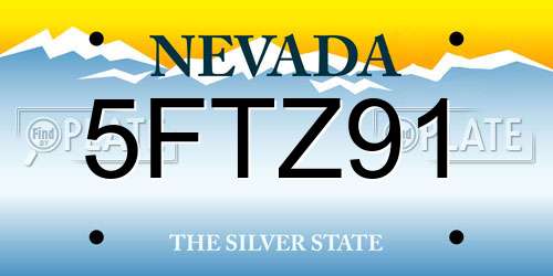 5FTZ91 Nevada License Plate