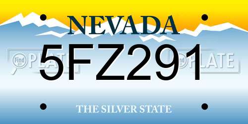 5FZ291 Nevada License Plate