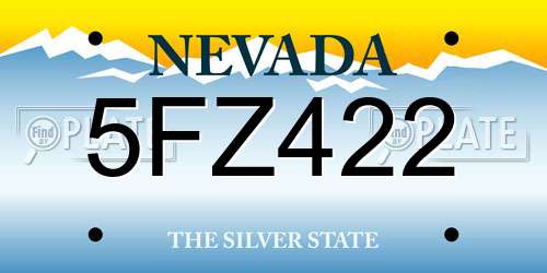 5FZ422 Nevada License Plate