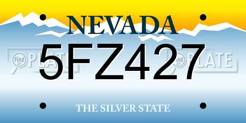 5FZ427 Nevada License Plate