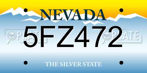 5FZ472 Nevada License Plate