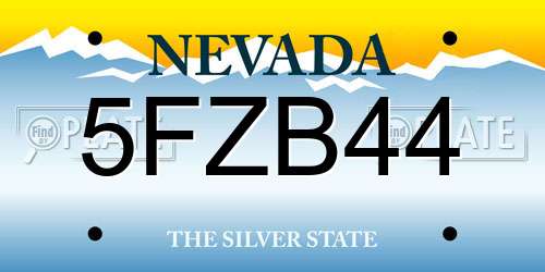 5FZB44 Nevada License Plate
