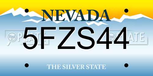 5FZS44 Nevada License Plate