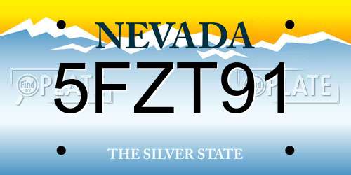 5FZT91 Nevada License Plate