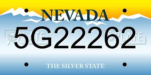 5G22262 Nevada License Plate