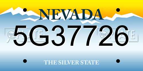 5G37726 Nevada License Plate