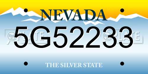 5G52233 Nevada License Plate