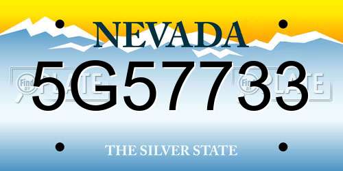 5G57733 Nevada License Plate