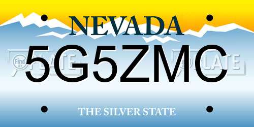 5G5ZMC Nevada License Plate