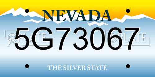 5G73067 Nevada License Plate