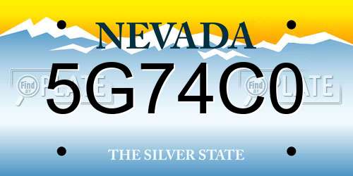 5G74C0 Nevada License Plate