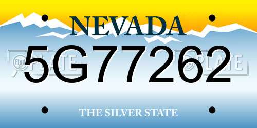 5G77262 Nevada License Plate