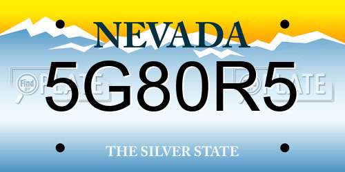 5G80R5 Nevada License Plate