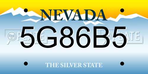 5G86B5 Nevada License Plate