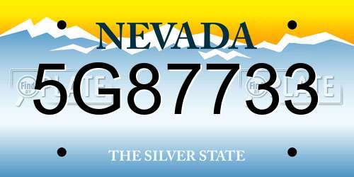 5G87733 Nevada License Plate