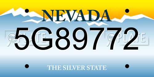 5G89772 Nevada License Plate