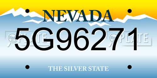 5G96271 Nevada License Plate