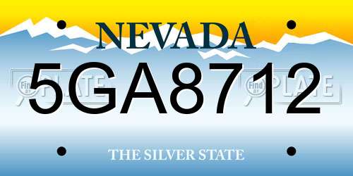 5GA8712 Nevada License Plate