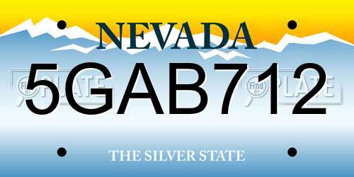 5GAB712 Nevada License Plate