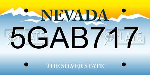 5GAB717 Nevada License Plate