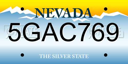 5GAC769 Nevada License Plate