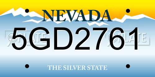 5GD2761 Nevada License Plate