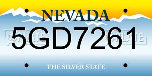 5GD7261 Nevada License Plate