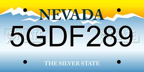 5GDF289 Nevada License Plate