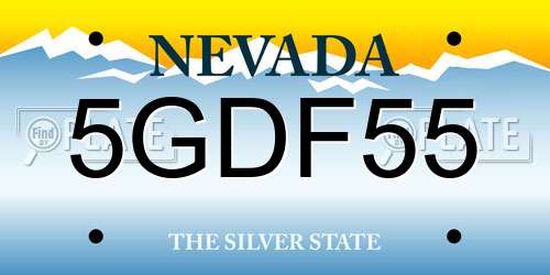 5GDF55 Nevada License Plate