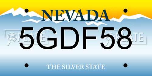 5GDF58 Nevada License Plate