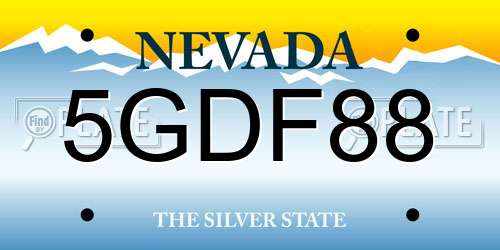5GDF88 Nevada License Plate