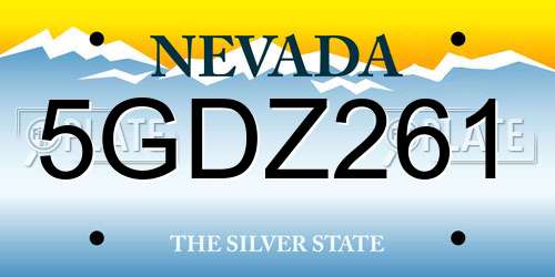 5GDZ261 Nevada License Plate