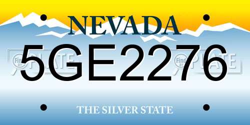 5GE2276 Nevada License Plate