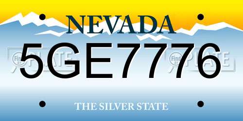 5GE7776 Nevada License Plate