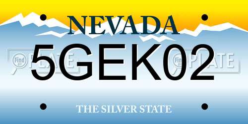 5GEK02 Nevada License Plate