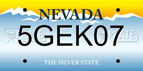 5GEK07 Nevada License Plate