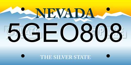 5GEO808 Nevada License Plate