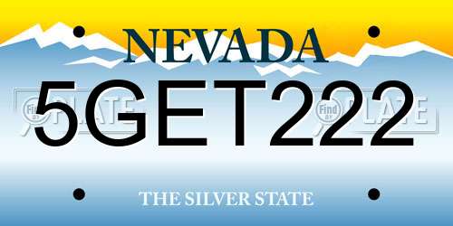5GET222 Nevada License Plate