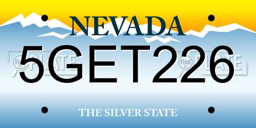5GET226 Nevada License Plate