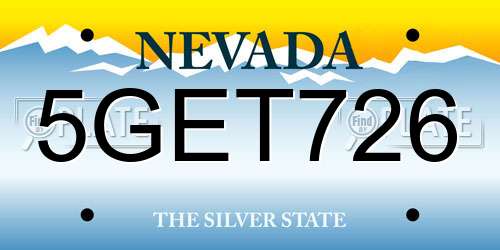 5GET726 Nevada License Plate