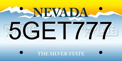 5GET777 Nevada License Plate