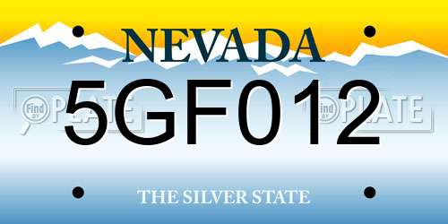5GF012 Nevada License Plate