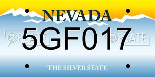 5GF017 Nevada License Plate