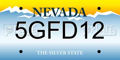 5GFD12 Nevada License Plate