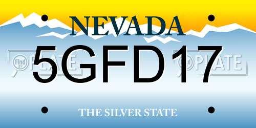 5GFD17 Nevada License Plate