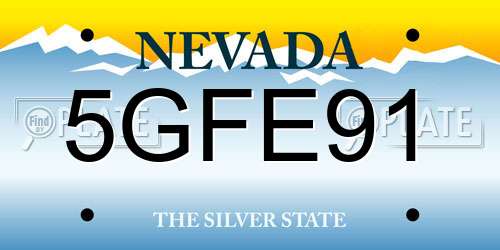 5GFE91 Nevada License Plate