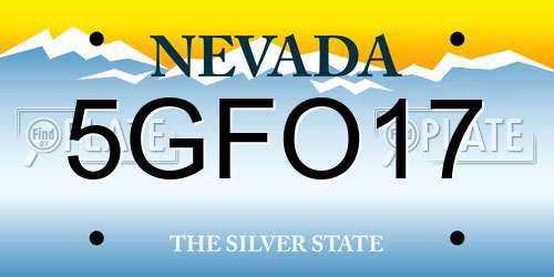 5GFO17 Nevada License Plate